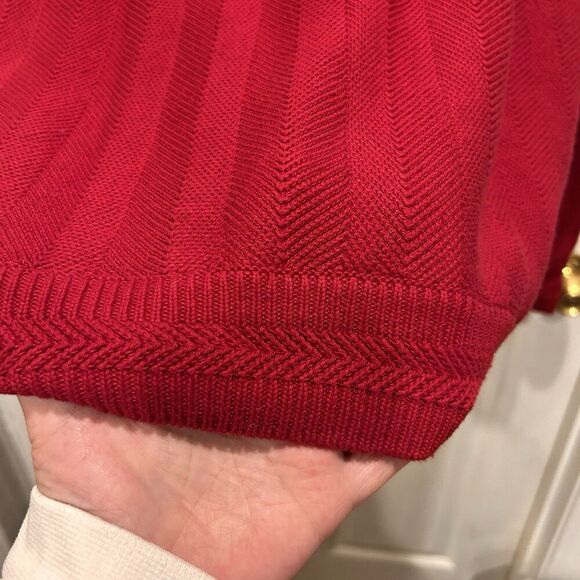 VINTAGE Ralph Lauren Chaps Sweater Mens XL Red Herringbone Hand Framed - Picture 6 of 8